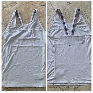 GapFit Breathe White Stripe Racerback Stretch Tank